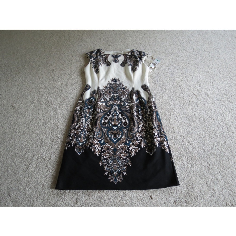 Evan Picone Ornate Boho Sleeveless Dress Size 8 Multicolor Paisley Boho